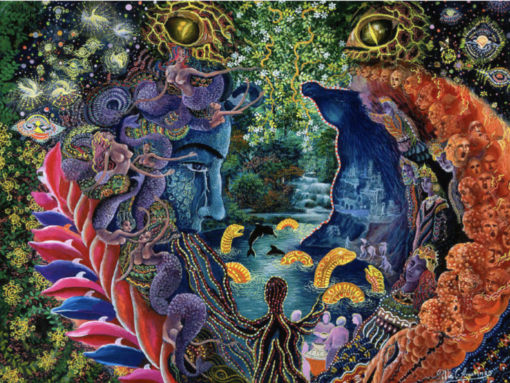 Ayahuasca visionary artwork showing visual effects